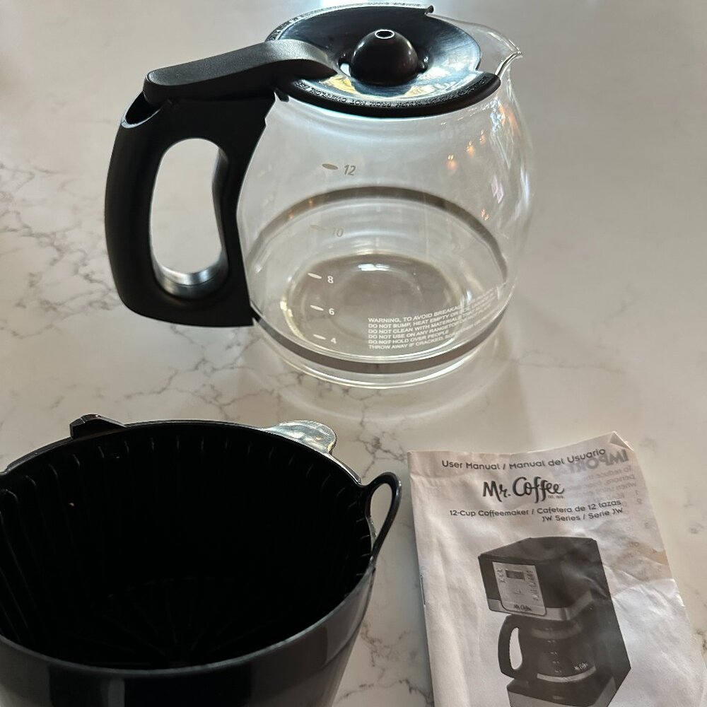 Mr. Coffee 12 Cup Carafe, Basket, Instruction Booklet & Filter